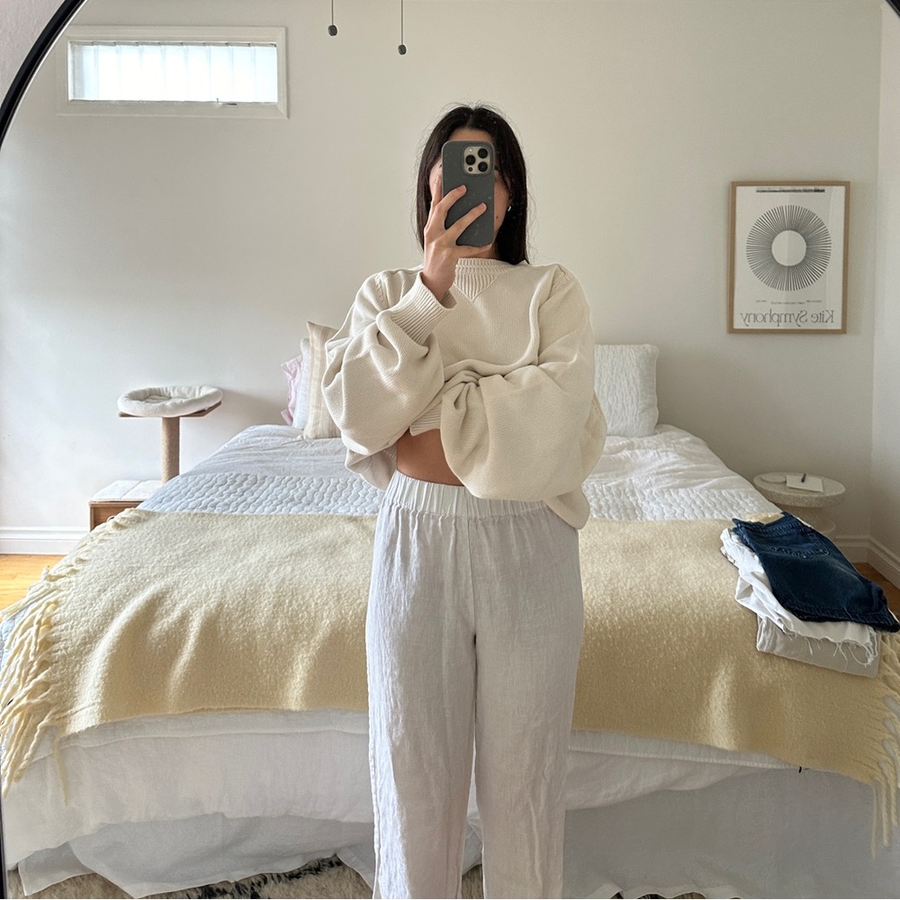 Morning View White Linen Pants